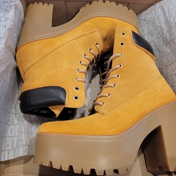 🆕 STEVE MADDEN 🥾 "TINDRA SUEDE LEATHER PLATFORM ANKLE BOOTS - Picture 4 of 6